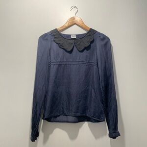 Vero Moda Navy Blouse with Black Peter Pan Collar